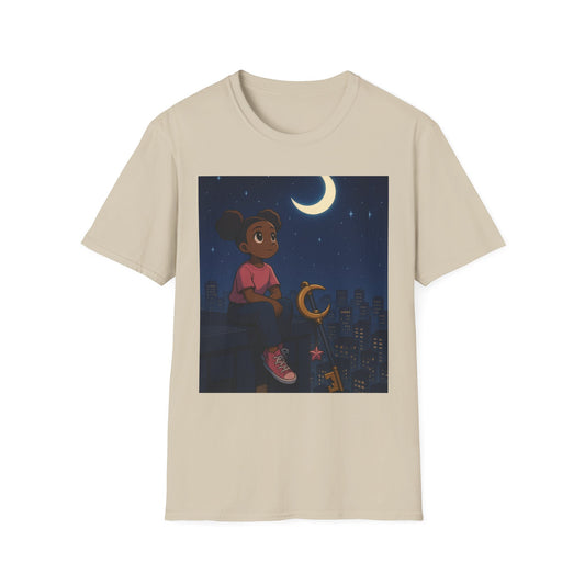 Dreamy Night Unisex T-Shirt, Cozy Graphic Tee, Moon and Stars Design, Unique Gift, Casual Outfit, Softstyle Apparel