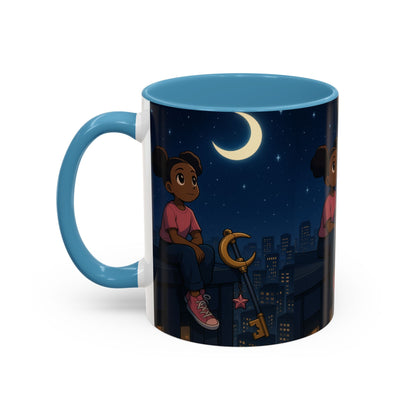 Nighttime Dreamer Coffee Mug, Inspirational Mug, Cute Illustration Mug, Gift for Her, Cozy Drinkware, Nighttime Vibes