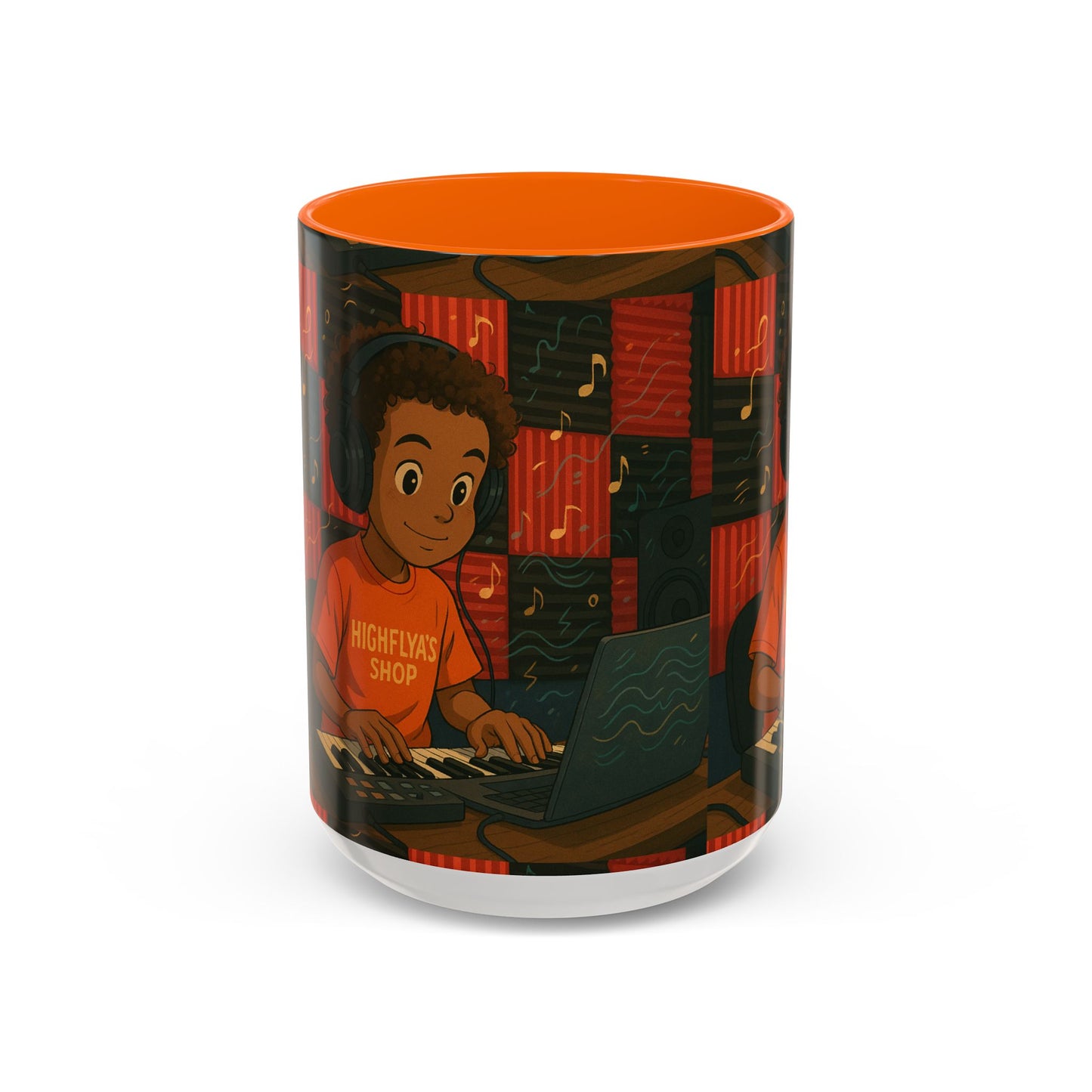 Musical Vibes Accent Coffee Mug - Perfect Gift for Music Lovers, Studio Enthusiasts, and Creative Minds, Personalized Drinkware