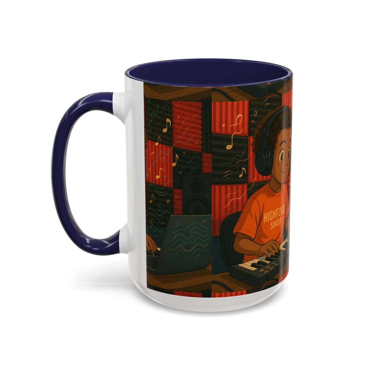 Musical Vibes Accent Coffee Mug - Perfect Gift for Music Lovers, Studio Enthusiasts, and Creative Minds, Personalized Drinkware