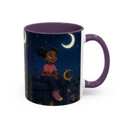 Nighttime Dreamer Coffee Mug, Inspirational Mug, Cute Illustration Mug, Gift for Her, Cozy Drinkware, Nighttime Vibes
