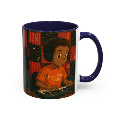 Musical Vibes Accent Coffee Mug - Perfect Gift for Music Lovers, Studio Enthusiasts, and Creative Minds, Personalized Drinkware