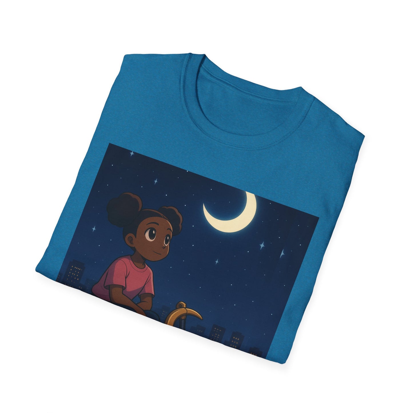 Dreamy Night Unisex T-Shirt, Cozy Graphic Tee, Moon and Stars Design, Unique Gift, Casual Outfit, Softstyle Apparel