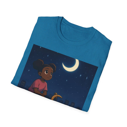 Dreamy Night Unisex T-Shirt, Cozy Graphic Tee, Moon and Stars Design, Unique Gift, Casual Outfit, Softstyle Apparel