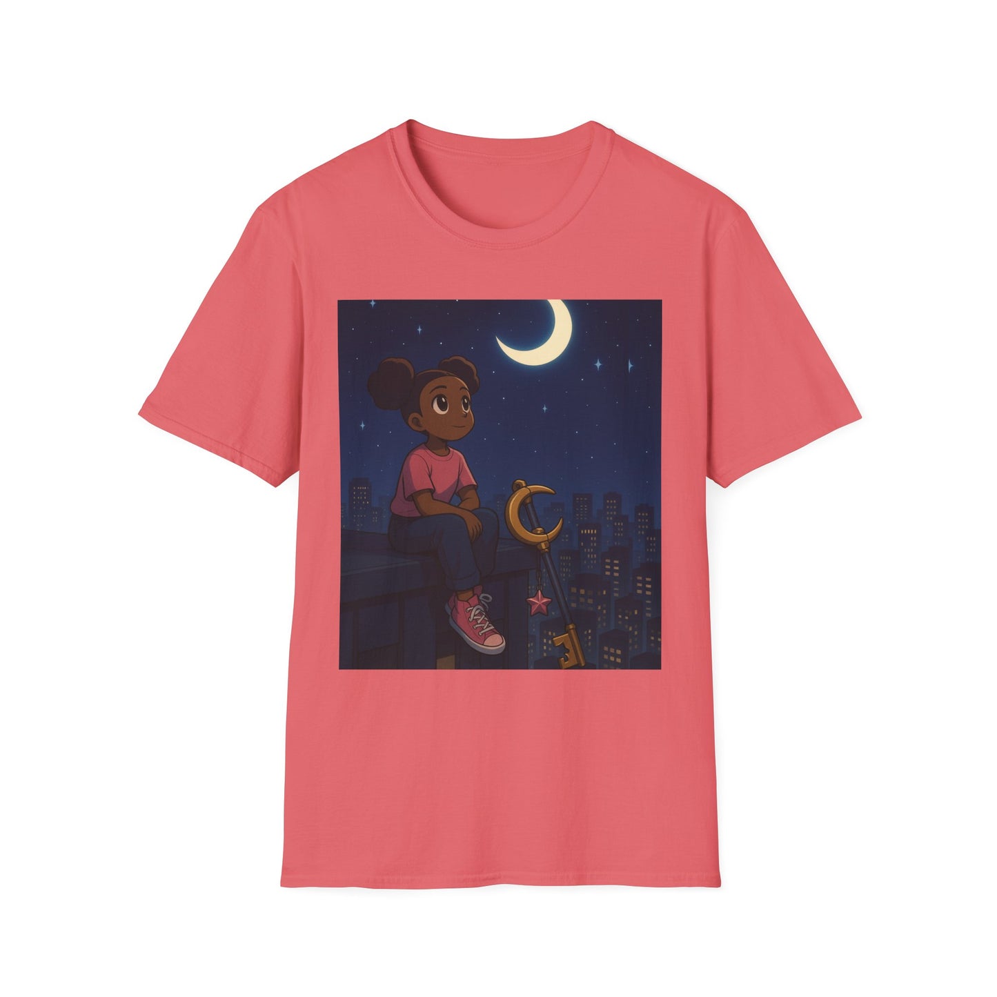 Dreamy Night Unisex T-Shirt, Cozy Graphic Tee, Moon and Stars Design, Unique Gift, Casual Outfit, Softstyle Apparel