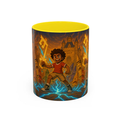 Electric Adventure Coffee Mug, Kids' Gift, Art Mug, Fun Drinkware, Fantasy Theme, Birthday Present