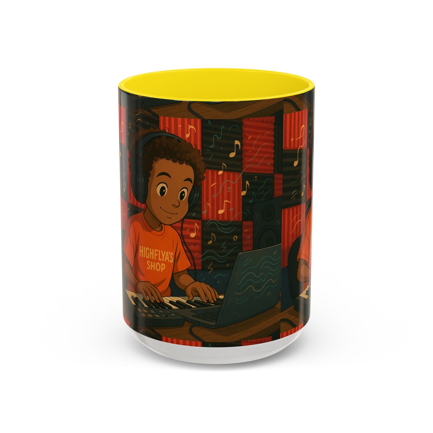 Musical Vibes Accent Coffee Mug - Perfect Gift for Music Lovers, Studio Enthusiasts, and Creative Minds, Personalized Drinkware