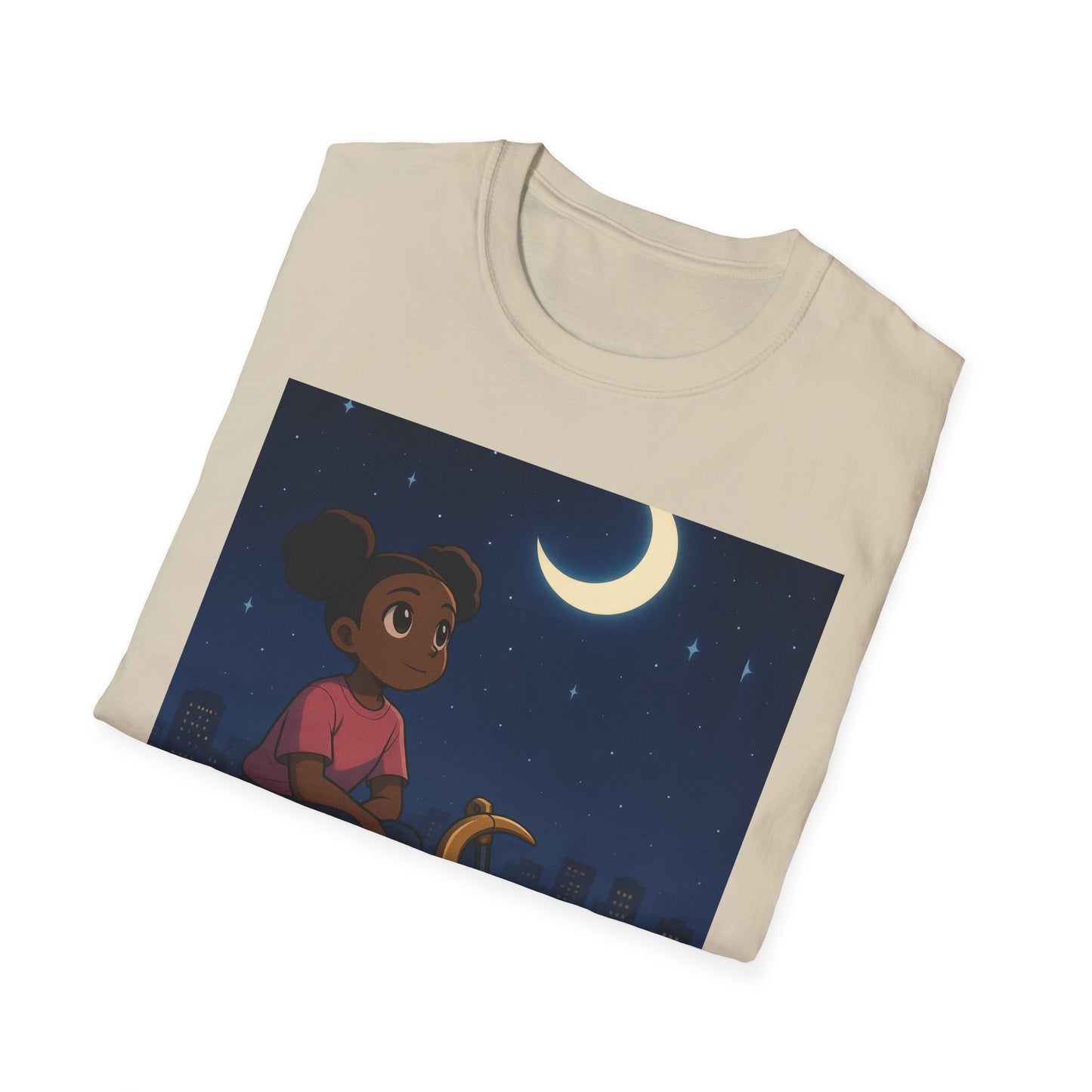 Dreamy Night Unisex T-Shirt, Cozy Graphic Tee, Moon and Stars Design, Unique Gift, Casual Outfit, Softstyle Apparel
