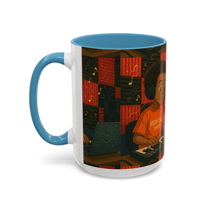 Musical Vibes Accent Coffee Mug - Perfect Gift for Music Lovers, Studio Enthusiasts, and Creative Minds, Personalized Drinkware