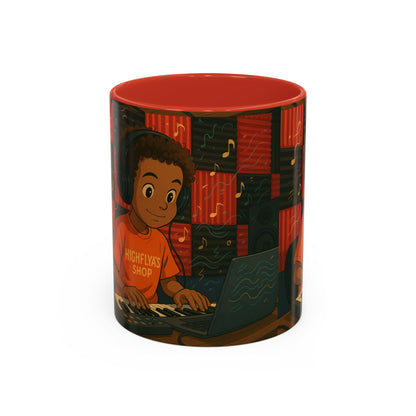 Musical Vibes Accent Coffee Mug - Perfect Gift for Music Lovers, Studio Enthusiasts, and Creative Minds, Personalized Drinkware