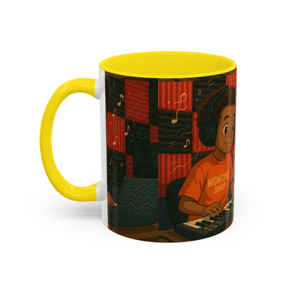 Musical Vibes Accent Coffee Mug - Perfect Gift for Music Lovers, Studio Enthusiasts, and Creative Minds, Personalized Drinkware