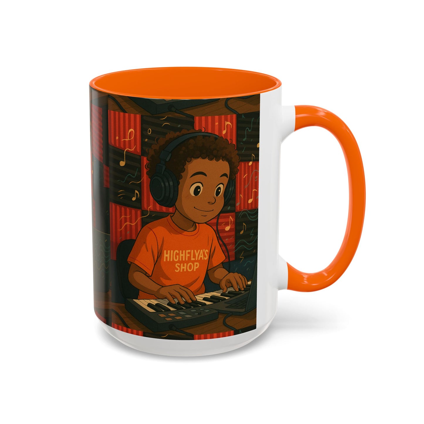 Musical Vibes Accent Coffee Mug - Perfect Gift for Music Lovers, Studio Enthusiasts, and Creative Minds, Personalized Drinkware