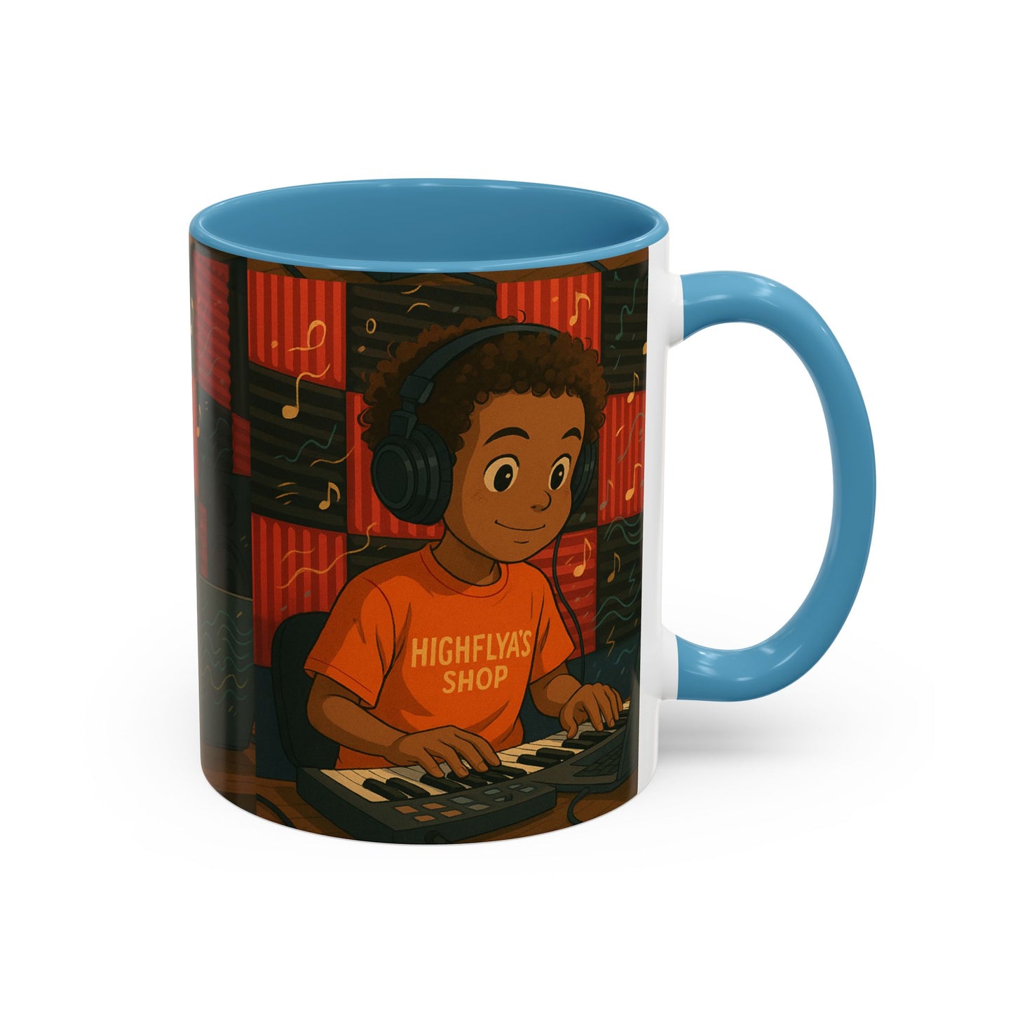 Musical Vibes Accent Coffee Mug - Perfect Gift for Music Lovers, Studio Enthusiasts, and Creative Minds, Personalized Drinkware