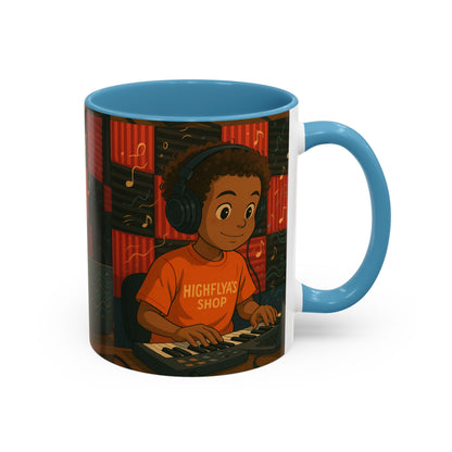 Musical Vibes Accent Coffee Mug - Perfect Gift for Music Lovers, Studio Enthusiasts, and Creative Minds, Personalized Drinkware