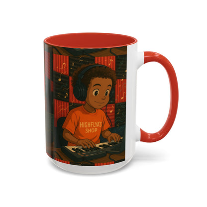 Musical Vibes Accent Coffee Mug - Perfect Gift for Music Lovers, Studio Enthusiasts, and Creative Minds, Personalized Drinkware