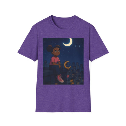 Dreamy Night Unisex T-Shirt, Cozy Graphic Tee, Moon and Stars Design, Unique Gift, Casual Outfit, Softstyle Apparel