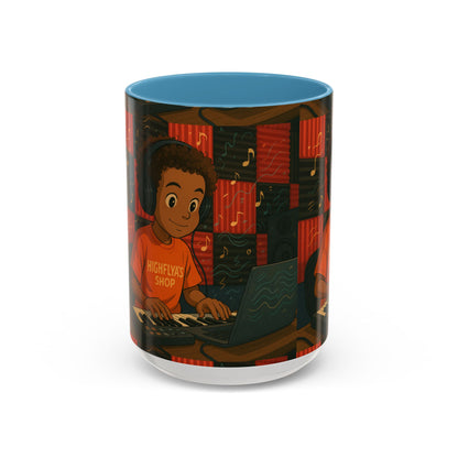 Musical Vibes Accent Coffee Mug - Perfect Gift for Music Lovers, Studio Enthusiasts, and Creative Minds, Personalized Drinkware