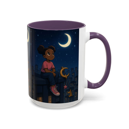 Nighttime Dreamer Coffee Mug, Inspirational Mug, Cute Illustration Mug, Gift for Her, Cozy Drinkware, Nighttime Vibes