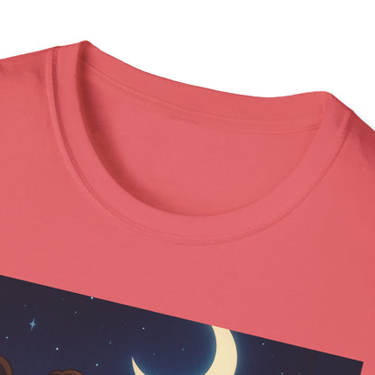 Dreamy Night Unisex T-Shirt, Cozy Graphic Tee, Moon and Stars Design, Unique Gift, Casual Outfit, Softstyle Apparel
