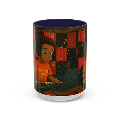 Musical Vibes Accent Coffee Mug - Perfect Gift for Music Lovers, Studio Enthusiasts, and Creative Minds, Personalized Drinkware