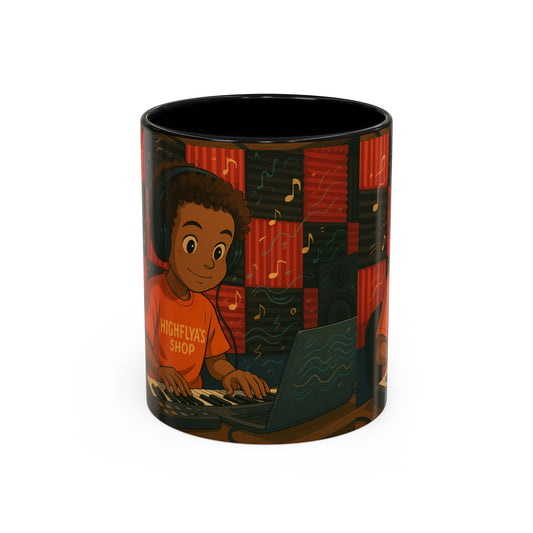 Musical Vibes Accent Coffee Mug - Perfect Gift for Music Lovers, Studio Enthusiasts, and Creative Minds, Personalized Drinkware