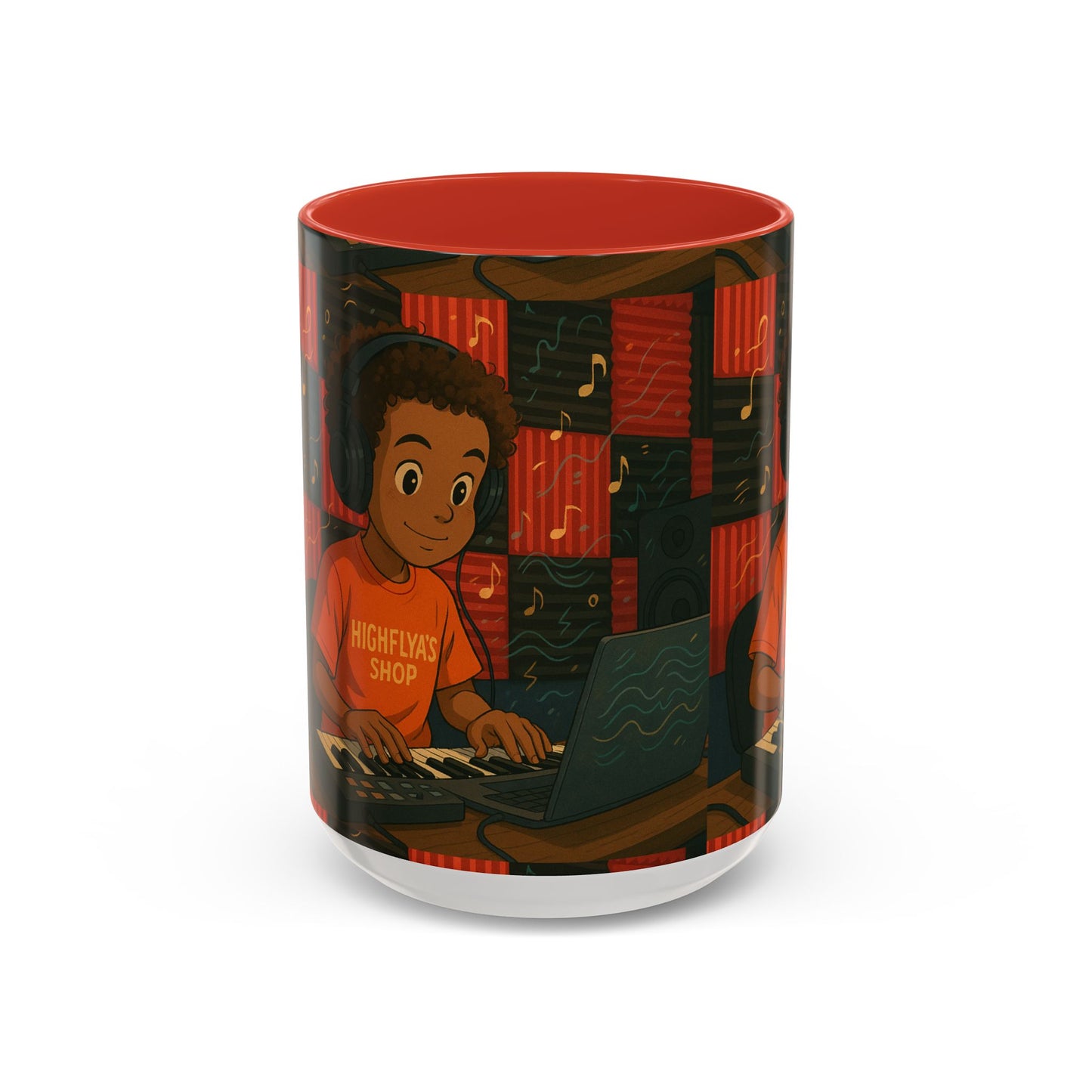 Musical Vibes Accent Coffee Mug - Perfect Gift for Music Lovers, Studio Enthusiasts, and Creative Minds, Personalized Drinkware