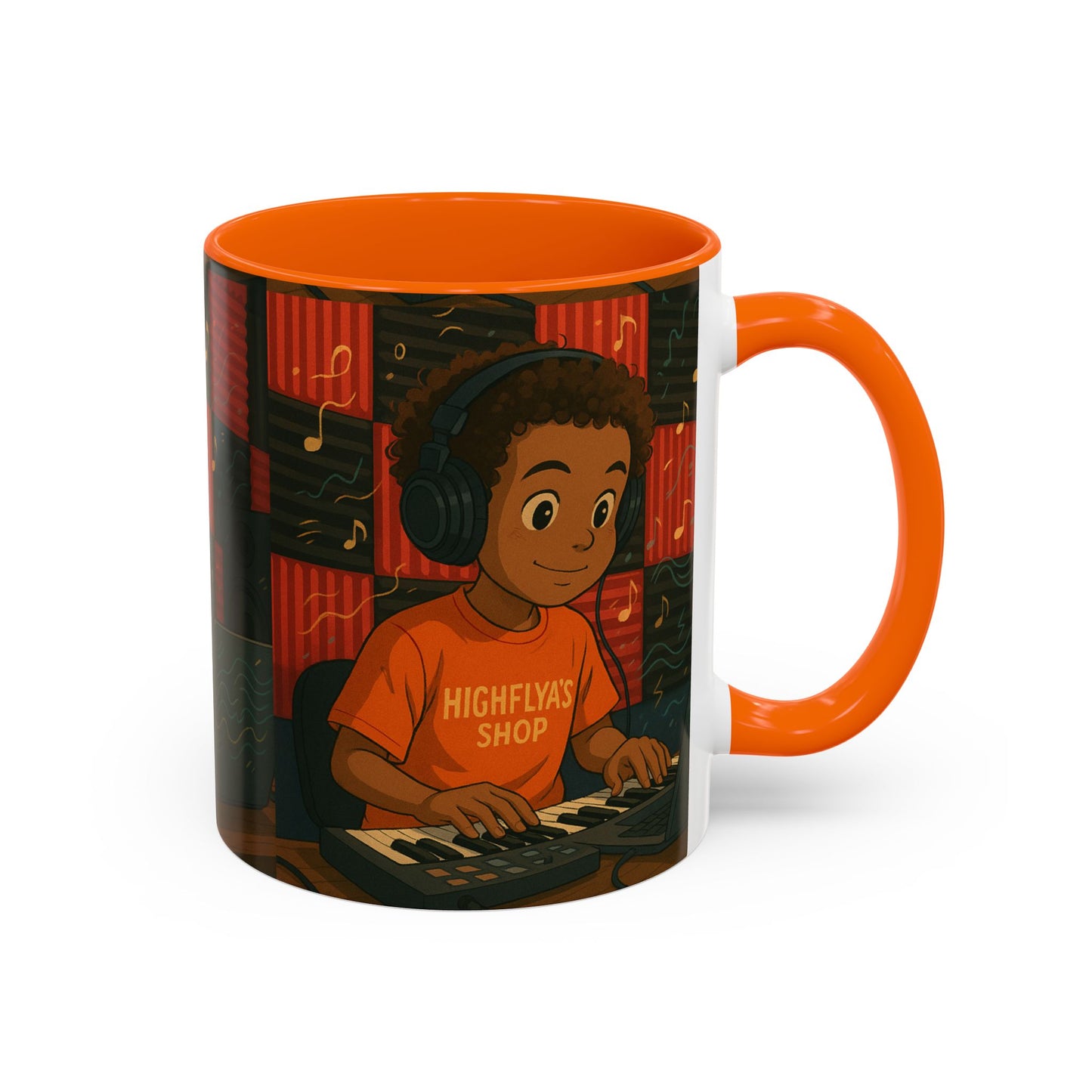 Musical Vibes Accent Coffee Mug - Perfect Gift for Music Lovers, Studio Enthusiasts, and Creative Minds, Personalized Drinkware