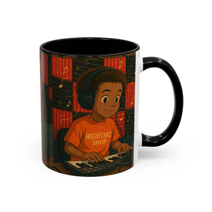 Musical Vibes Accent Coffee Mug - Perfect Gift for Music Lovers, Studio Enthusiasts, and Creative Minds, Personalized Drinkware