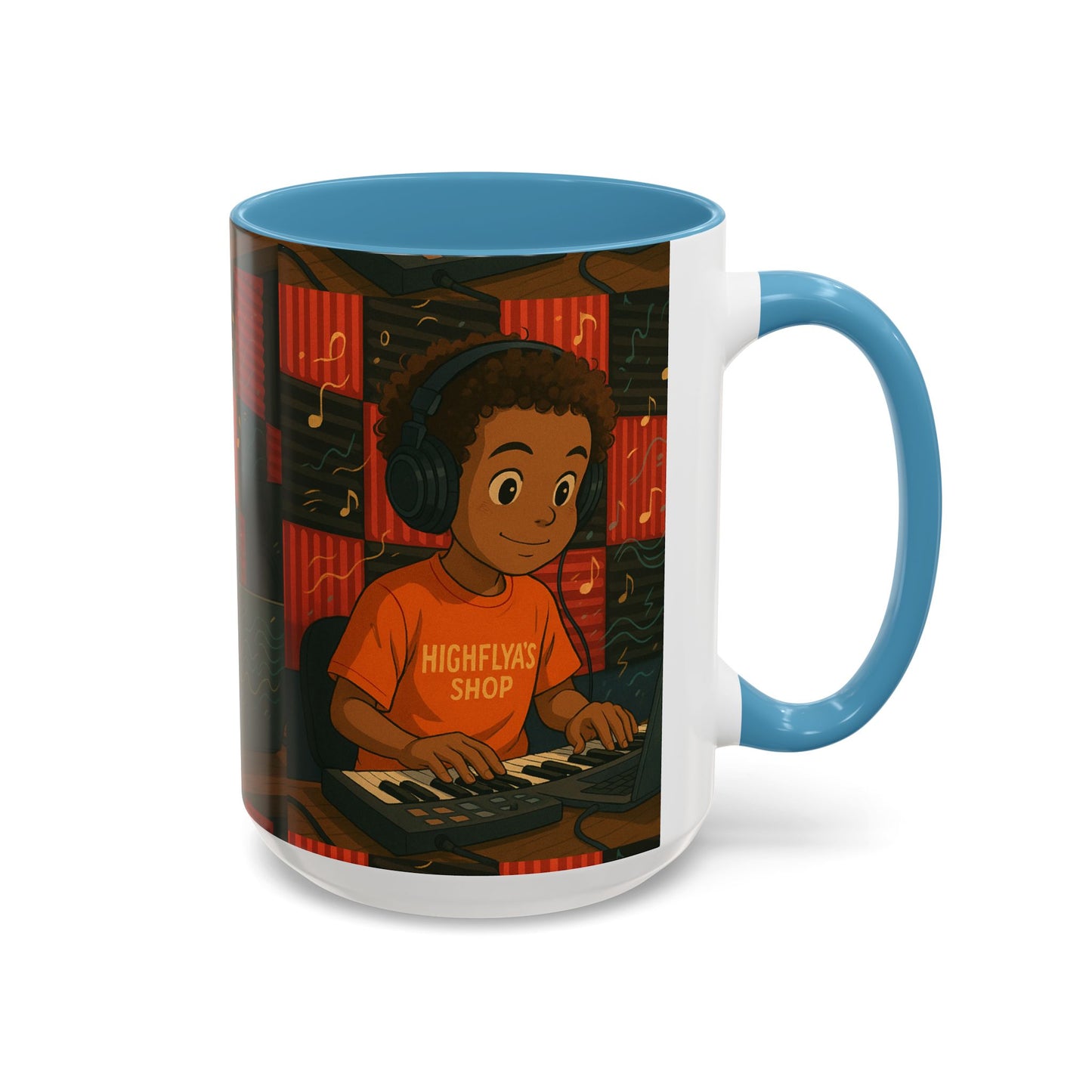 Musical Vibes Accent Coffee Mug - Perfect Gift for Music Lovers, Studio Enthusiasts, and Creative Minds, Personalized Drinkware