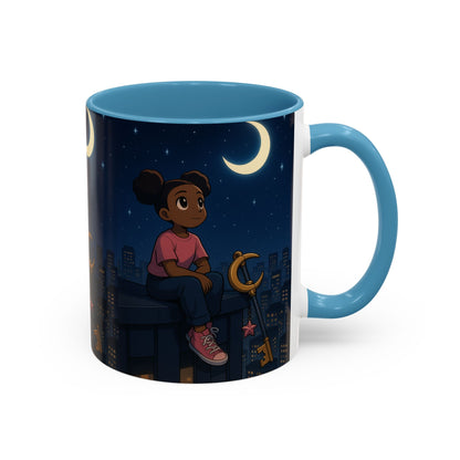 Nighttime Dreamer Coffee Mug, Inspirational Mug, Cute Illustration Mug, Gift for Her, Cozy Drinkware, Nighttime Vibes