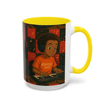 Musical Vibes Accent Coffee Mug - Perfect Gift for Music Lovers, Studio Enthusiasts, and Creative Minds, Personalized Drinkware