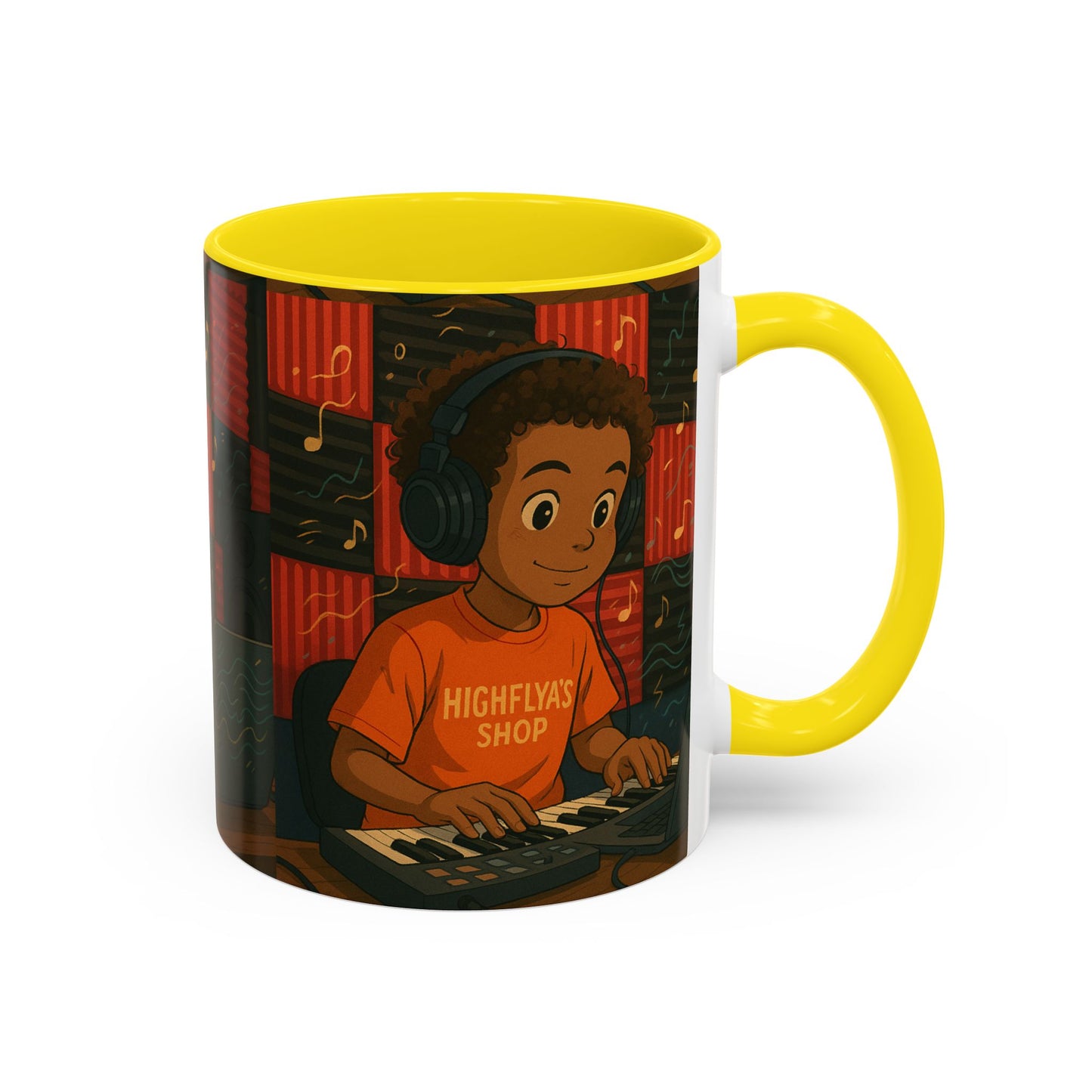 Musical Vibes Accent Coffee Mug - Perfect Gift for Music Lovers, Studio Enthusiasts, and Creative Minds, Personalized Drinkware