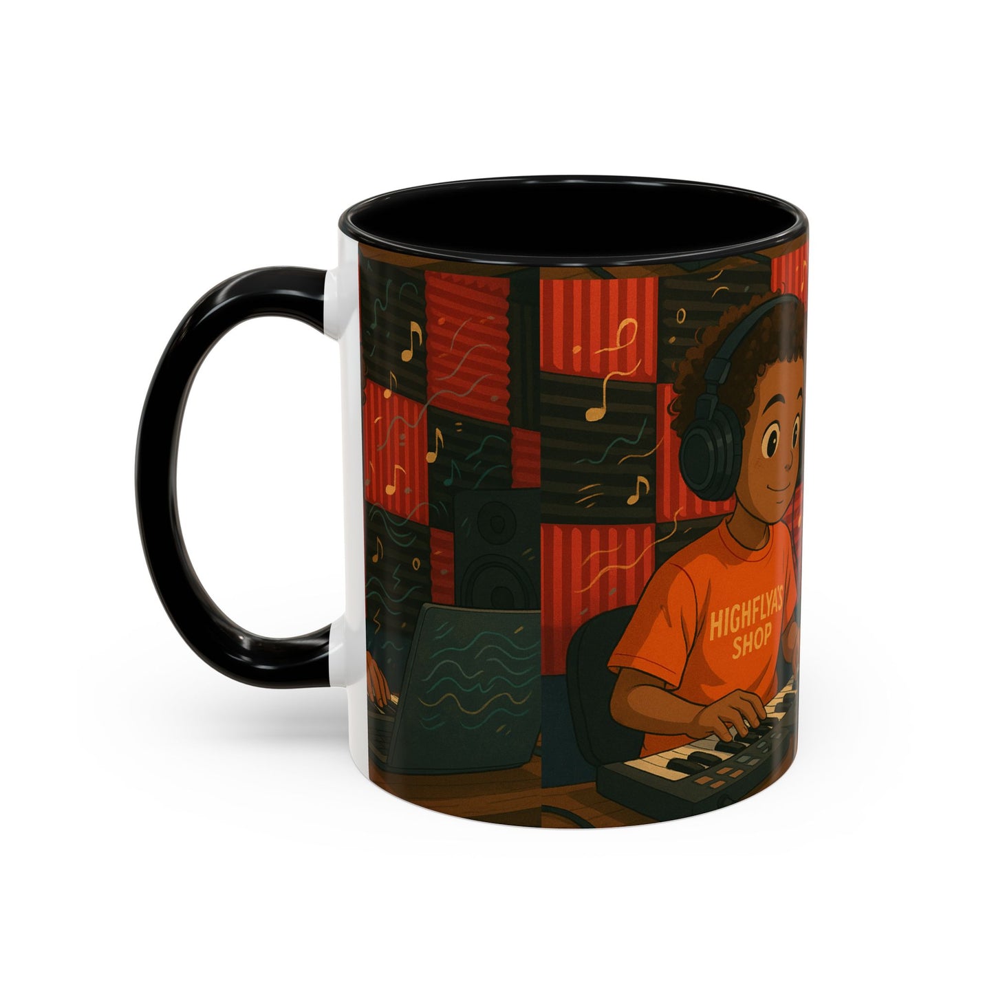 Musical Vibes Accent Coffee Mug - Perfect Gift for Music Lovers, Studio Enthusiasts, and Creative Minds, Personalized Drinkware