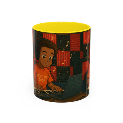 Musical Vibes Accent Coffee Mug - Perfect Gift for Music Lovers, Studio Enthusiasts, and Creative Minds, Personalized Drinkware