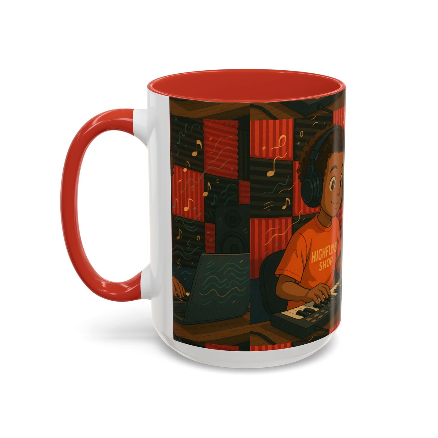 Musical Vibes Accent Coffee Mug - Perfect Gift for Music Lovers, Studio Enthusiasts, and Creative Minds, Personalized Drinkware