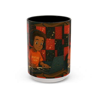 Musical Vibes Accent Coffee Mug - Perfect Gift for Music Lovers, Studio Enthusiasts, and Creative Minds, Personalized Drinkware