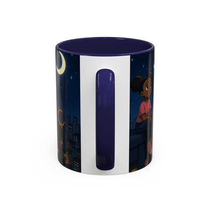 Nighttime Dreamer Coffee Mug, Inspirational Mug, Cute Illustration Mug, Gift for Her, Cozy Drinkware, Nighttime Vibes