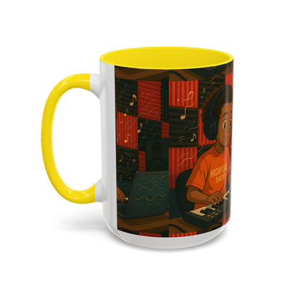 Musical Vibes Accent Coffee Mug - Perfect Gift for Music Lovers, Studio Enthusiasts, and Creative Minds, Personalized Drinkware