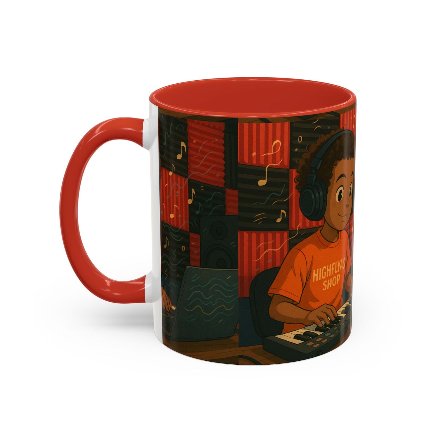 Musical Vibes Accent Coffee Mug - Perfect Gift for Music Lovers, Studio Enthusiasts, and Creative Minds, Personalized Drinkware