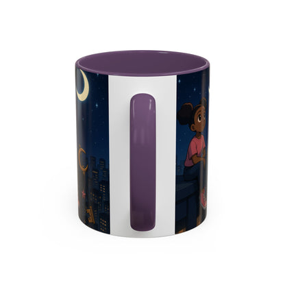 Nighttime Dreamer Coffee Mug, Inspirational Mug, Cute Illustration Mug, Gift for Her, Cozy Drinkware, Nighttime Vibes