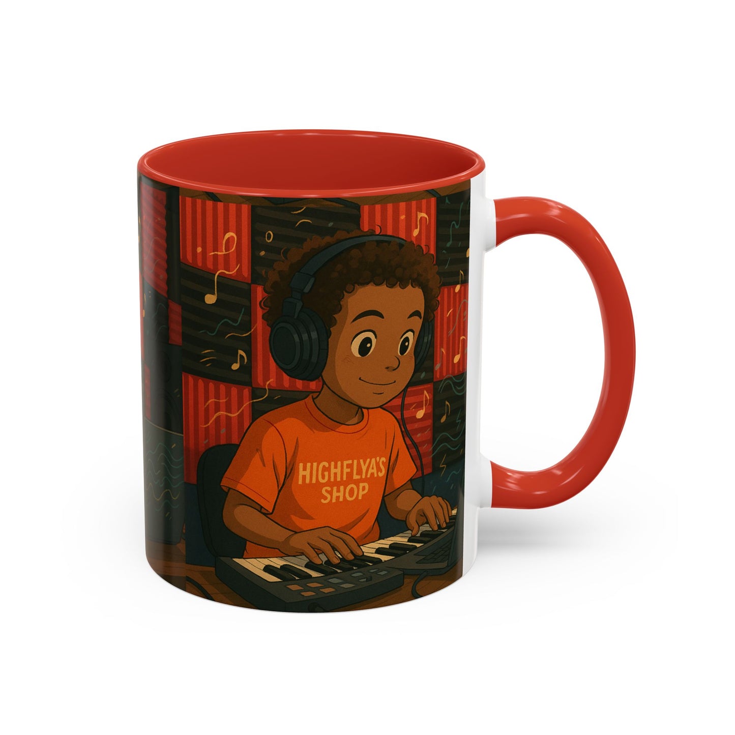 Musical Vibes Accent Coffee Mug - Perfect Gift for Music Lovers, Studio Enthusiasts, and Creative Minds, Personalized Drinkware