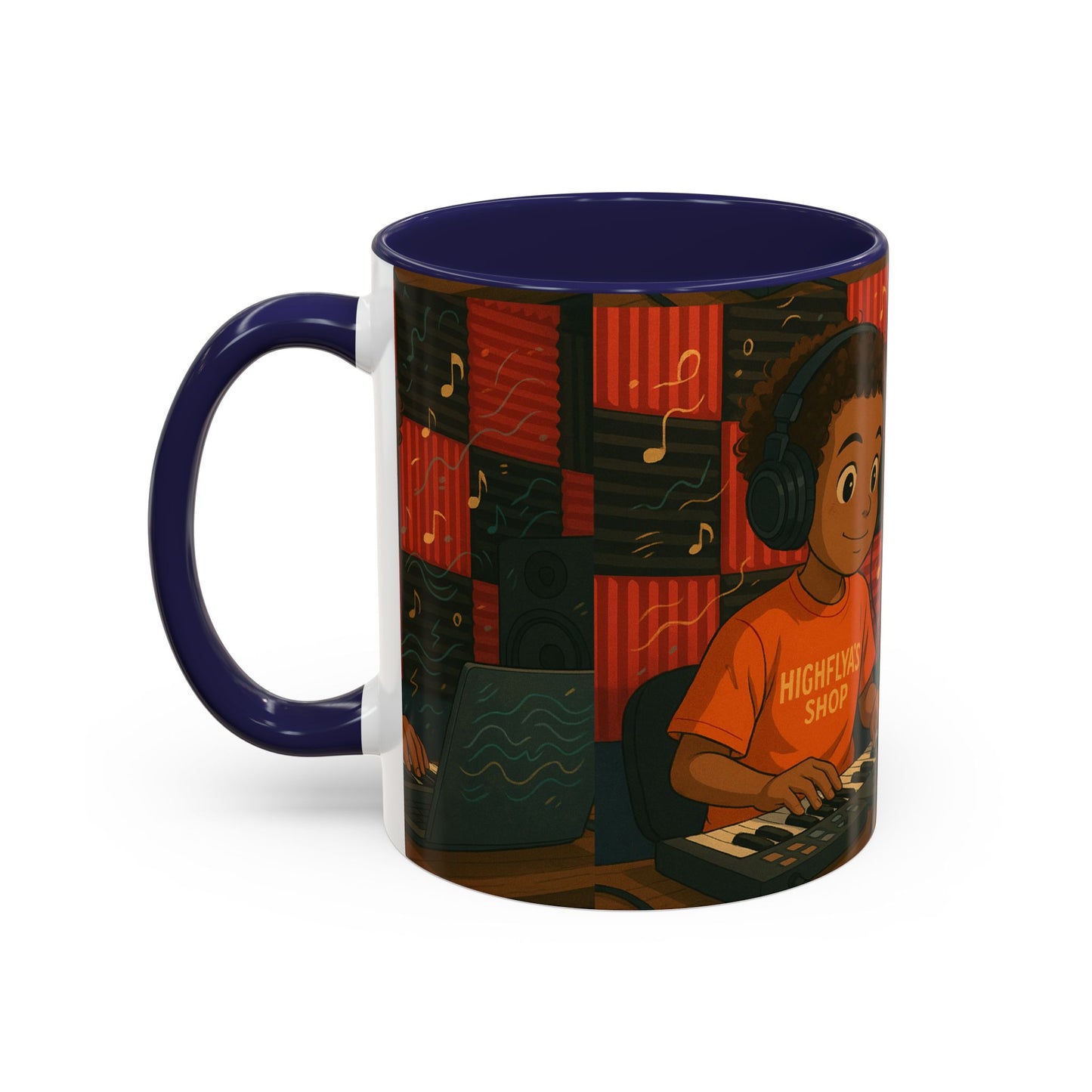 Musical Vibes Accent Coffee Mug - Perfect Gift for Music Lovers, Studio Enthusiasts, and Creative Minds, Personalized Drinkware