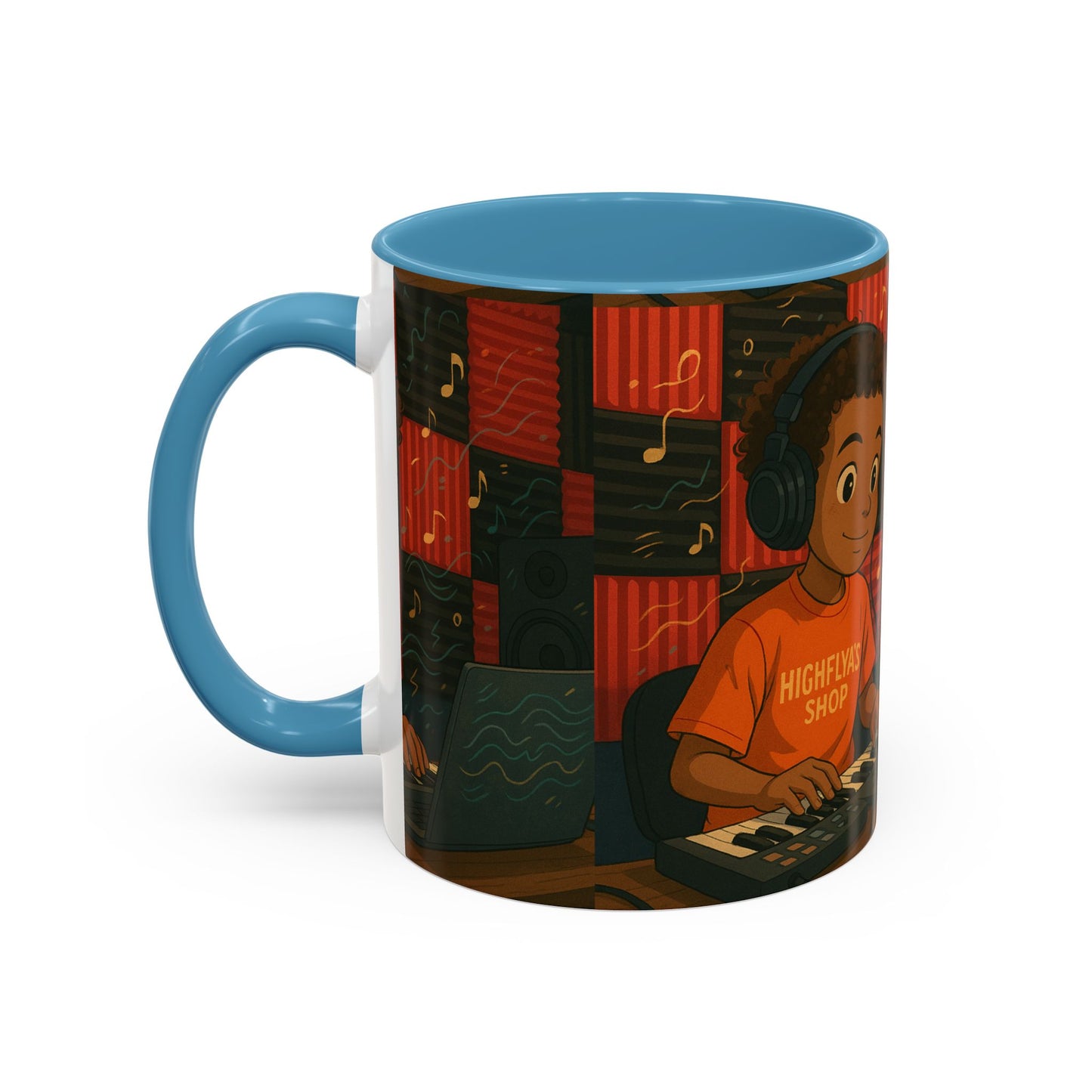 Musical Vibes Accent Coffee Mug - Perfect Gift for Music Lovers, Studio Enthusiasts, and Creative Minds, Personalized Drinkware