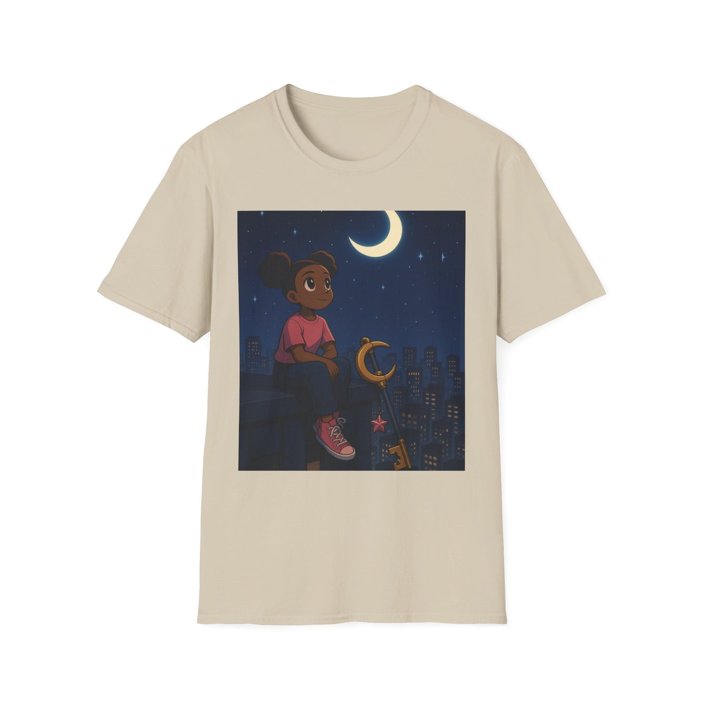 Dreamy Night Unisex T-Shirt, Cozy Graphic Tee, Moon and Stars Design, Unique Gift, Casual Outfit, Softstyle Apparel
