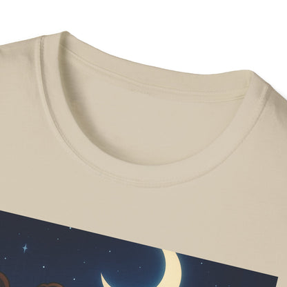 Dreamy Night Unisex T-Shirt, Cozy Graphic Tee, Moon and Stars Design, Unique Gift, Casual Outfit, Softstyle Apparel