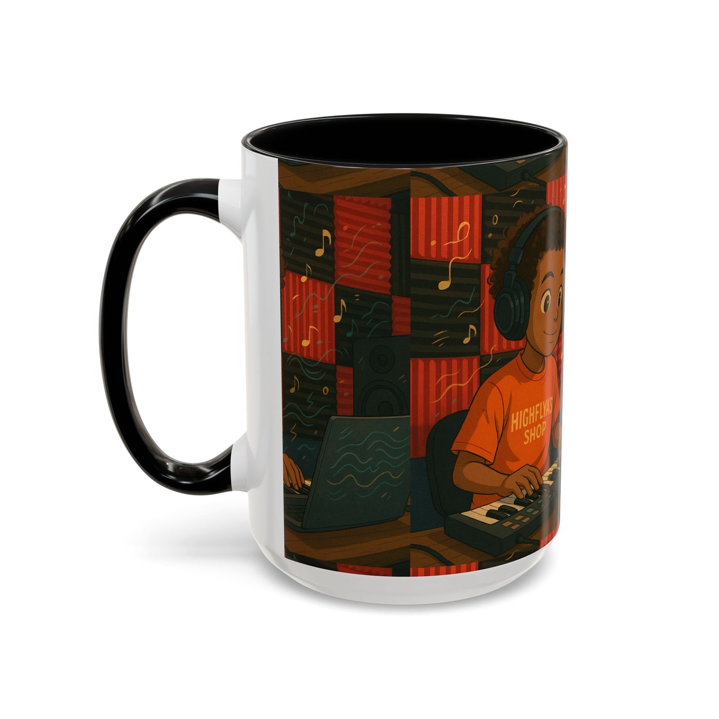Musical Vibes Accent Coffee Mug - Perfect Gift for Music Lovers, Studio Enthusiasts, and Creative Minds, Personalized Drinkware
