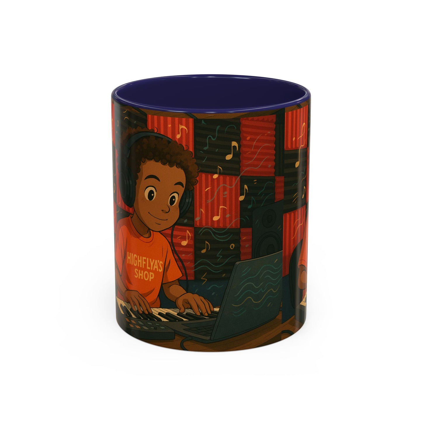 Musical Vibes Accent Coffee Mug - Perfect Gift for Music Lovers, Studio Enthusiasts, and Creative Minds, Personalized Drinkware